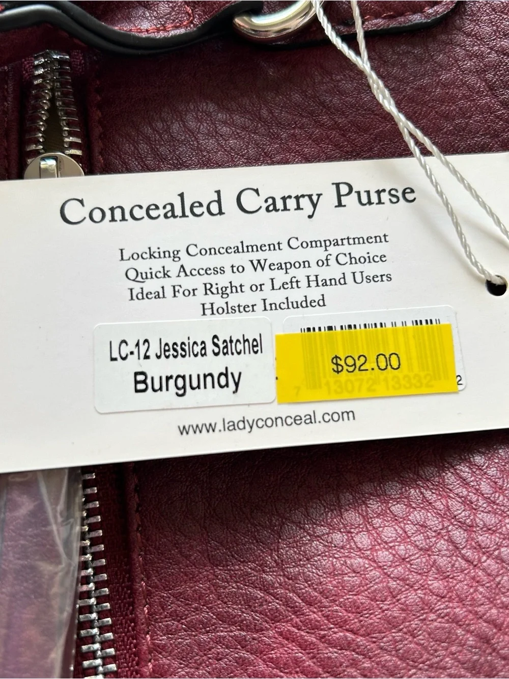New Lady Conceal Carry Crossbody Bag Burgundy Large Jessica Satchel Gift
